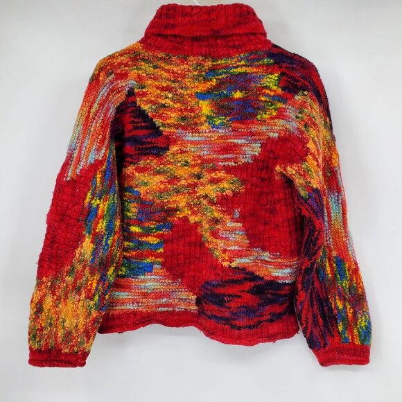 Homemade Abstract Textured Raised 3D Turtleneck Boxy Fit Pullover Sweater Top - Picture 2 of 9